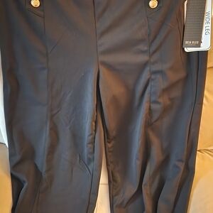 DEJA BLEU Premium – Black Wide-Leg Pants with Gold Button Detail (XL) | NW